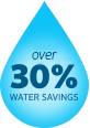 Over 30% water savings