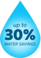 Up to 30% water savings