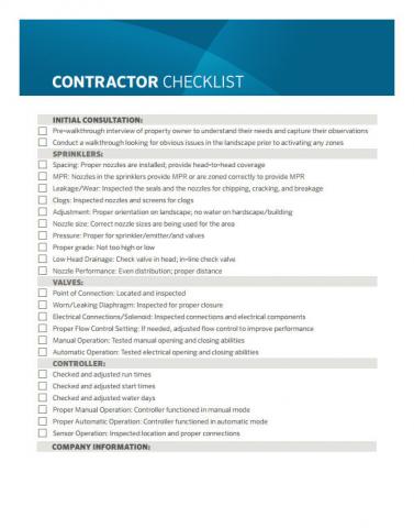Contractor Checklist Makes Yard Irrigation Inspections Easy Hunter