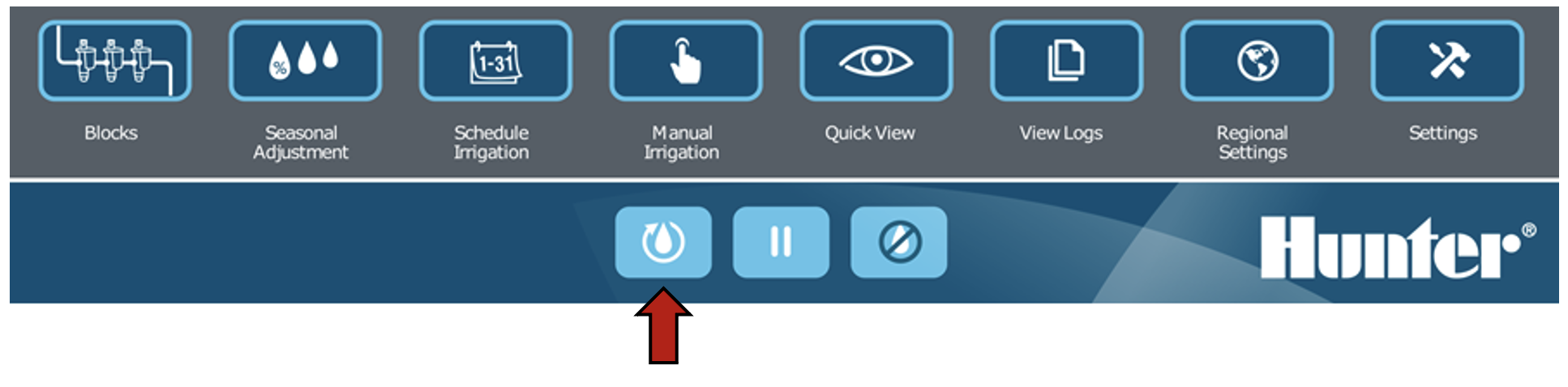 Immagine dell'interfaccia che evidenzia il pulsante Riprendi.