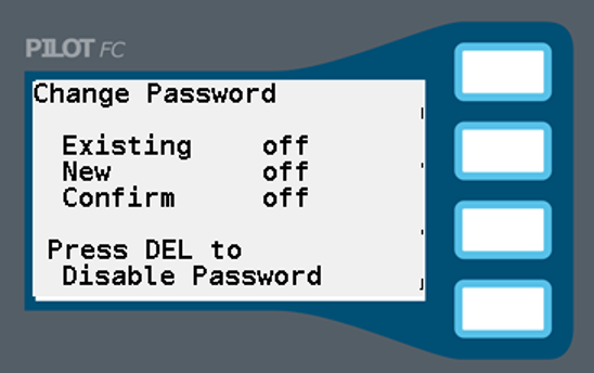 Bild des Displays zum Ändern des Passworts.
