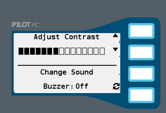 Immagine che mostra l'interfaccia per la regolazione del contrasto e del suono.