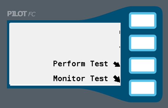 Bild des Auswahldisplays zur Durchführung oder Überwachung des Tests.