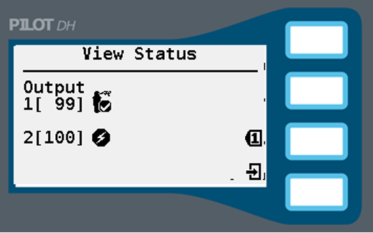 Imagen de la pantalla que muestra el estado de varias salidas