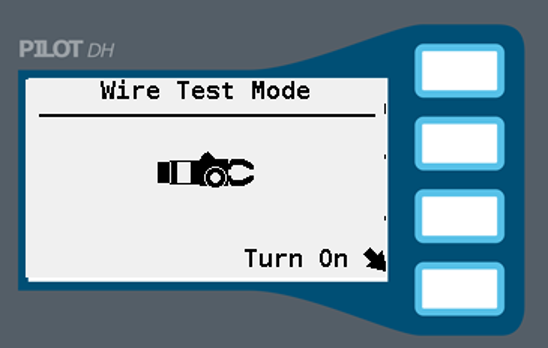 Image de l'écran du mode de test de câblage.